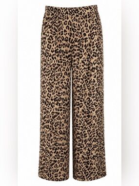 White Birch Leopard Print Wide Leg Pants - Neutral Tan & Black. Sz 2X